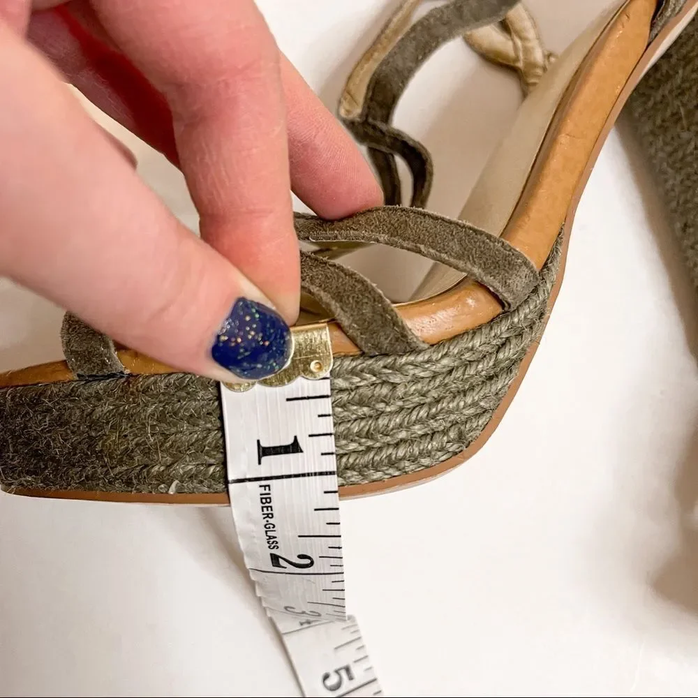 Seychelles Olive Green Strappy Platform Espadrille‎ Sandals Size 9.5